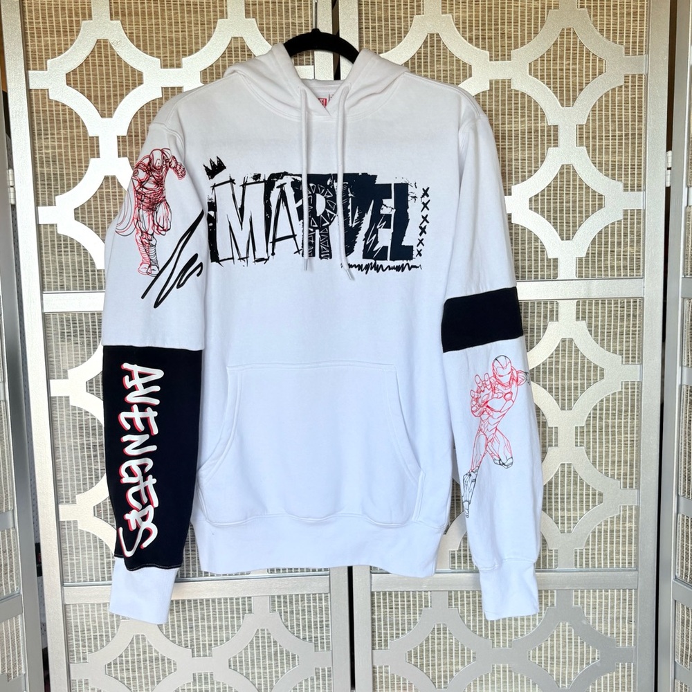 Marvel Black and White Hoodie Sweatshirt